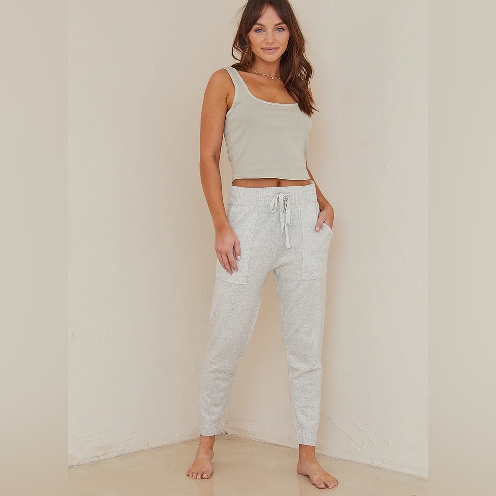 Heather Snow White 100% Cashmere Pocket Joggers - Bella Dahl